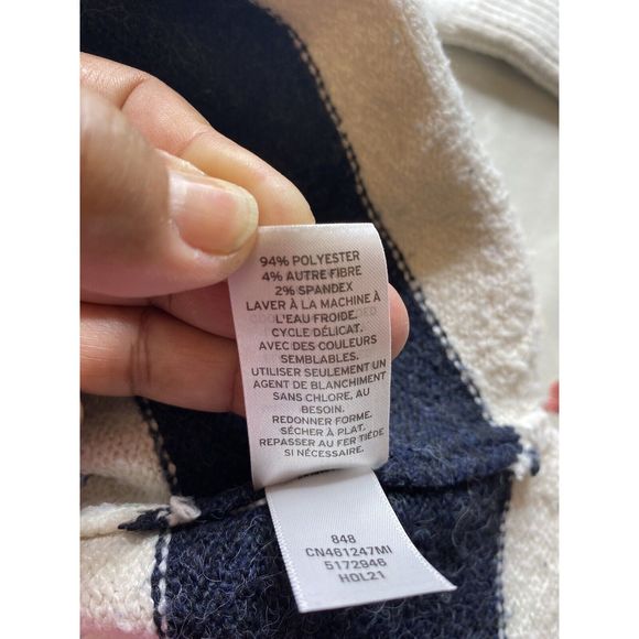 CASLON  Crewneck Sweater in White/ Blue/ Green/ Pink  Evie Stripe Large - Picture 4 of 11